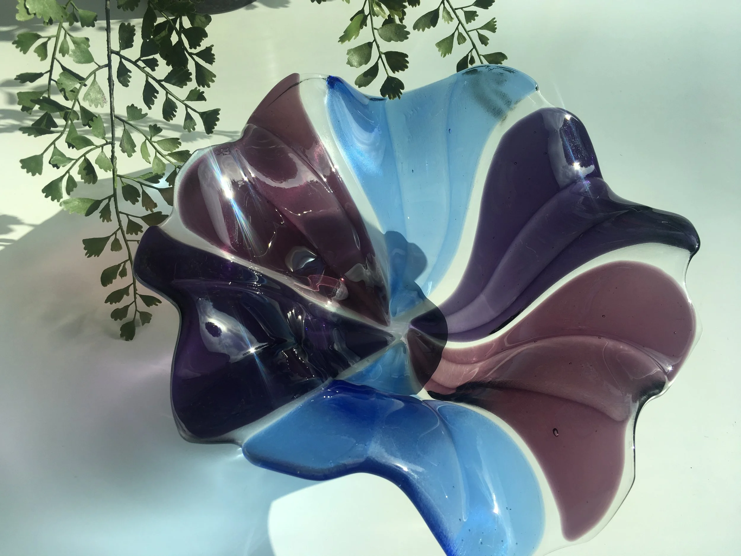 Curvaceous in pale blue, pale grape and medium purple