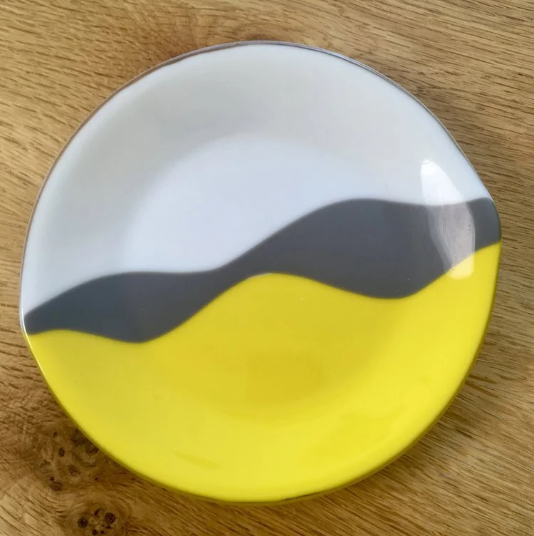 Brights - retro plate in yellow, grey, white