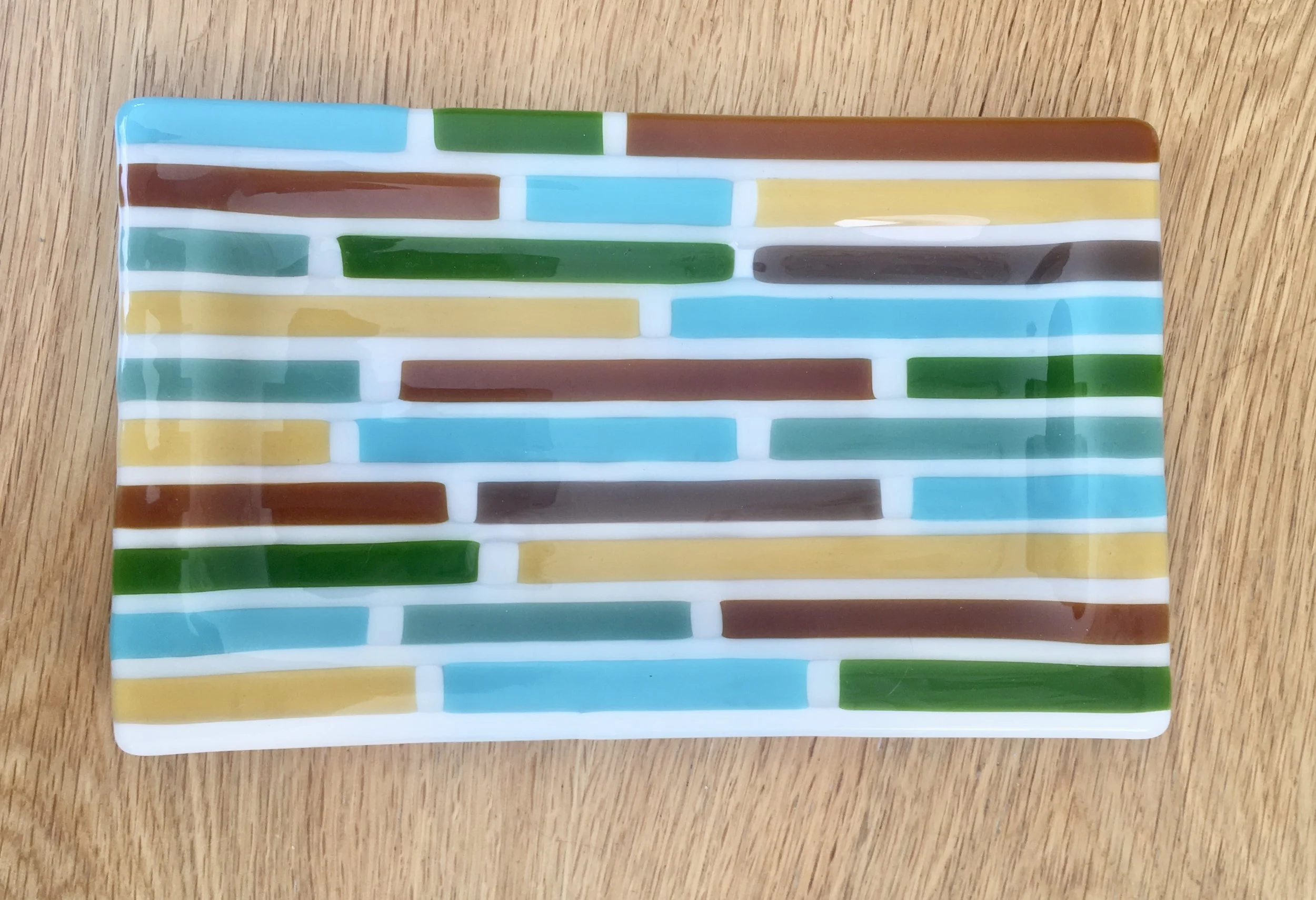 Small tray in blues and amber