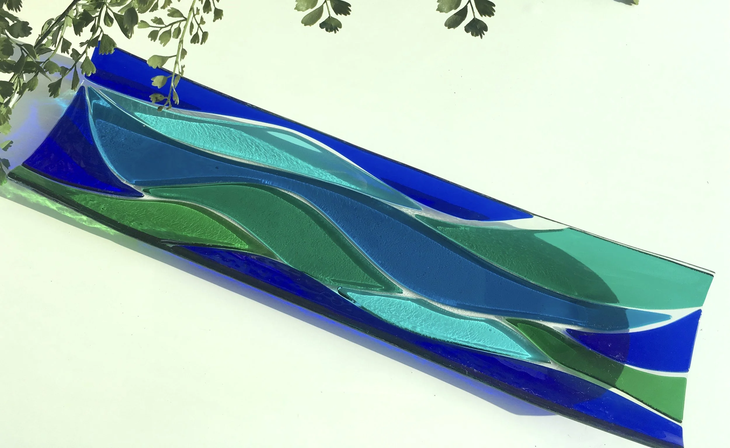 Elegant platter in greens and blues