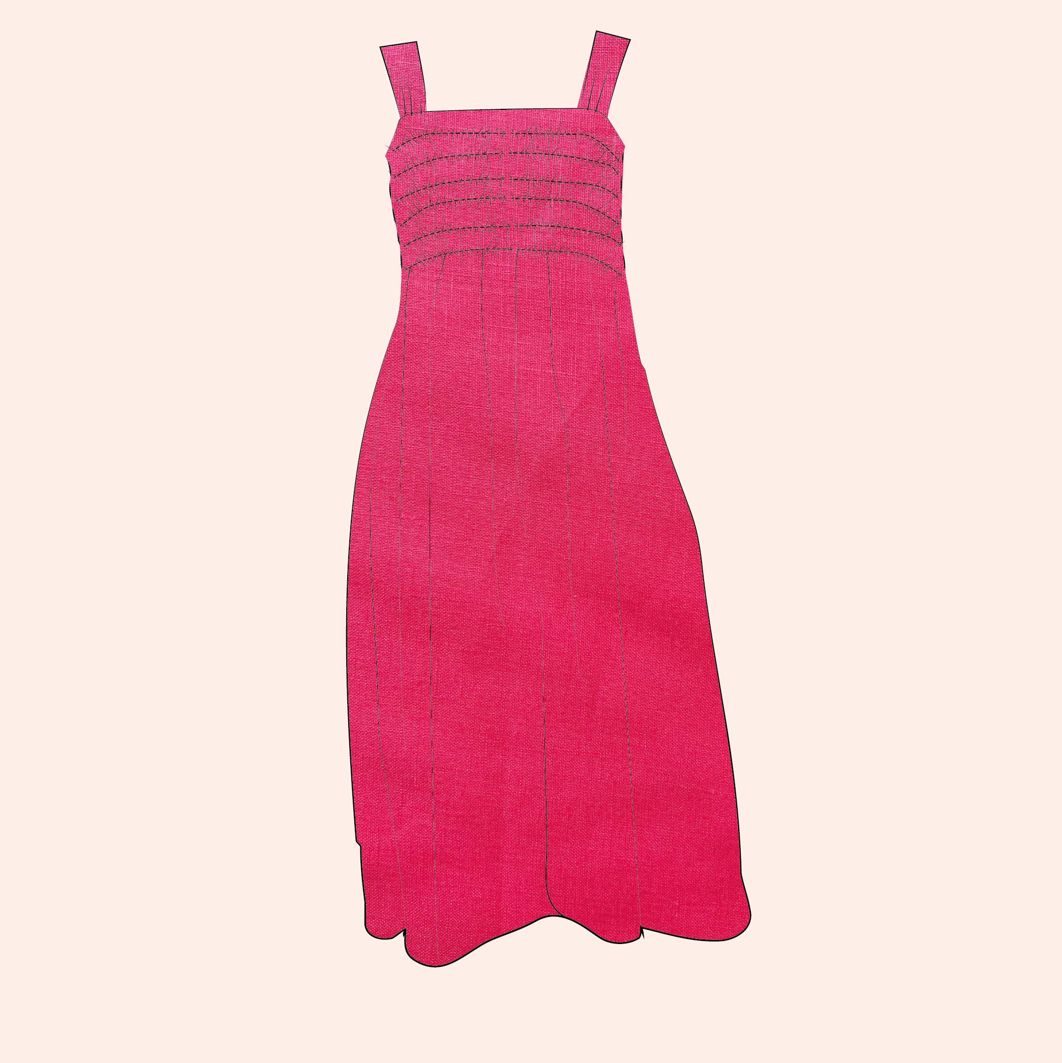 shirred dress with guava linen.jpg