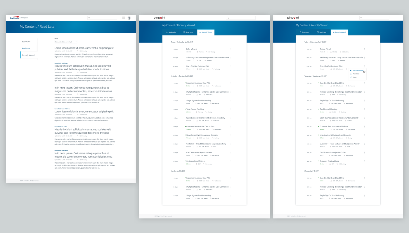 Progression of concepts for ‘My Content’