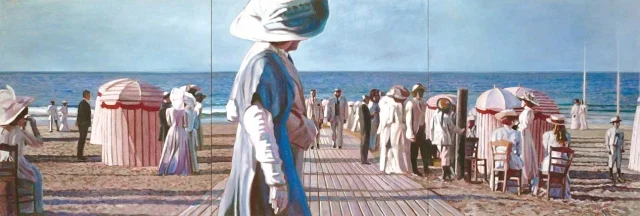 La plage de Deauville, 103x306 cm — Claude Gazier