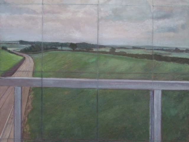 Paysage à la voie de chemin de fer, 94x79,5 cm, 2014 — Claude Gazier