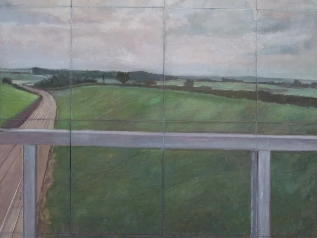 Paysage à la voie de chemin de fer, 94x79,5 cm, 2014 — Claude Gazier