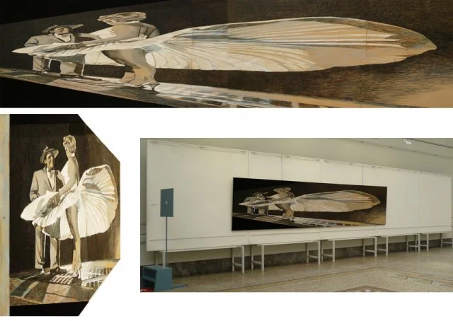 La robe blanche de Marilyn, 100x5000 cm, pastel on panel with viewfinder, 2009 — Claude Gazier