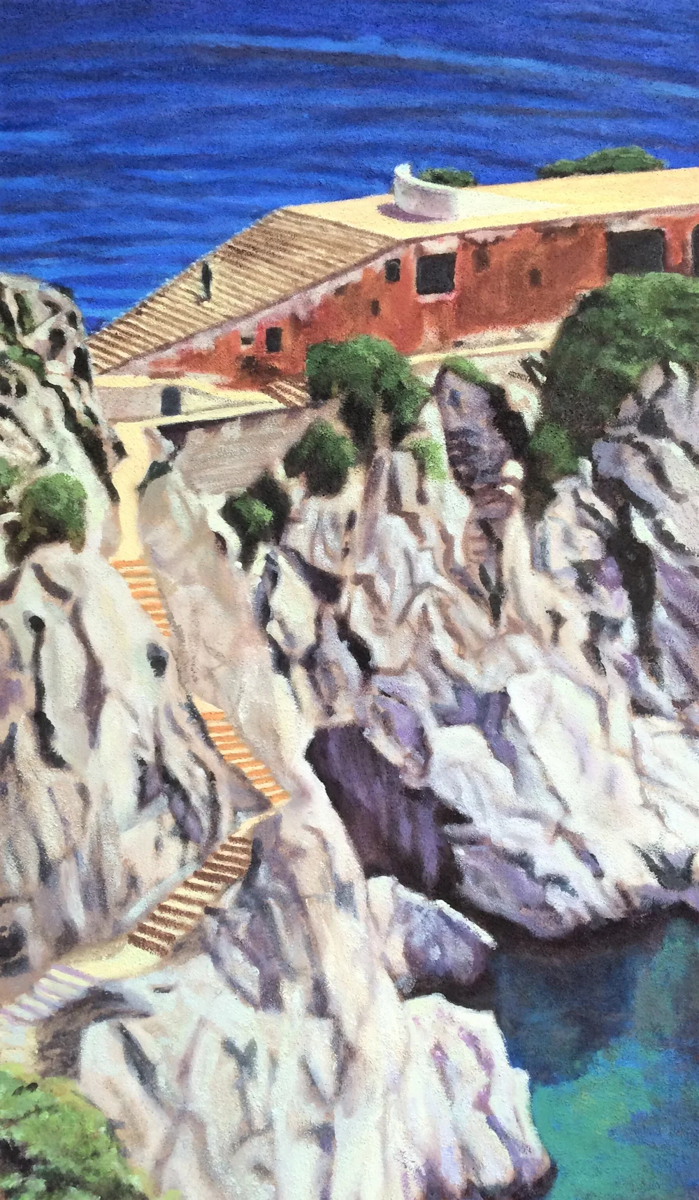 Villa Malaparte, 83x69 cm, casein, wax and silica on panel, 2018 — Claude Gazier