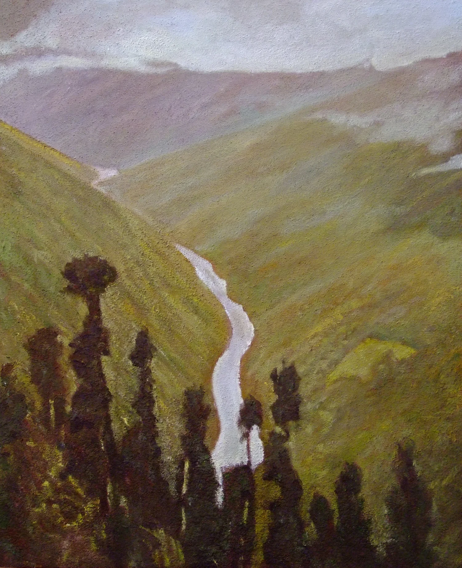 Vers l’Everest, 80x65 cm, caséine et silice sur panneau, 2018 — Claude Gazier