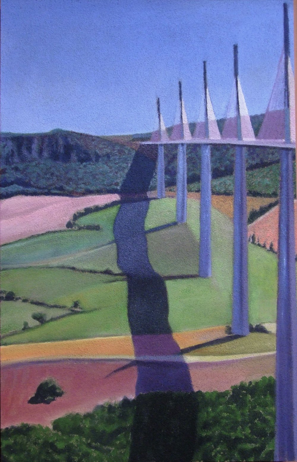 Pont, 95x60 cm, casein and silica on panel, 2018 — Claude Gazier