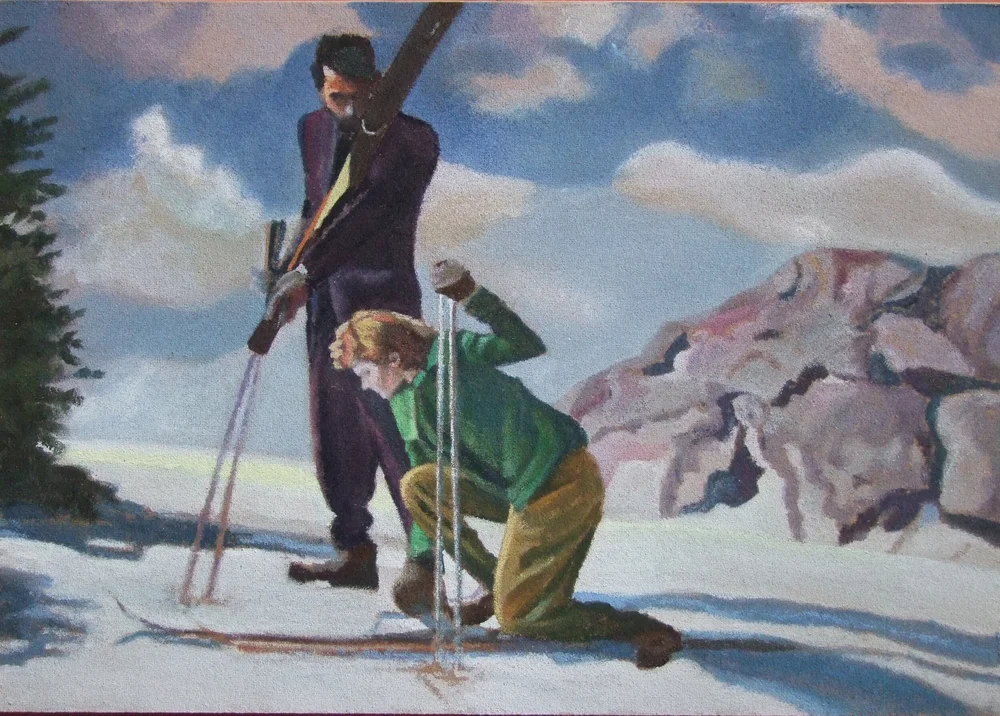 Dans la blancheur des pentes 3, 43x61 cm, casein on panel, 2020 — Claude Gazier
