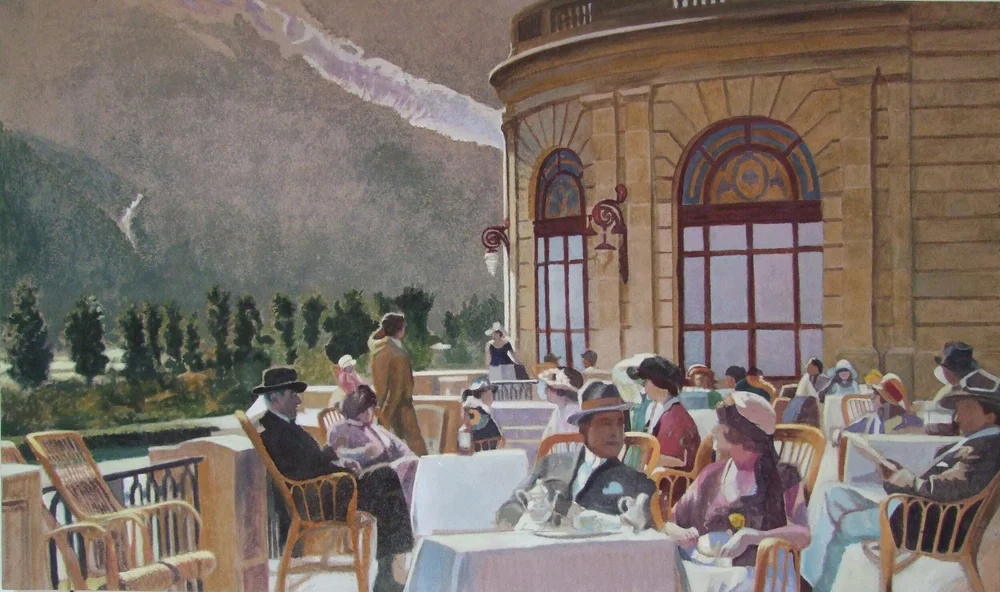 Chamonix 1900, 95x160 cm, casein on silica on panel, 2021 — Claude Gazier