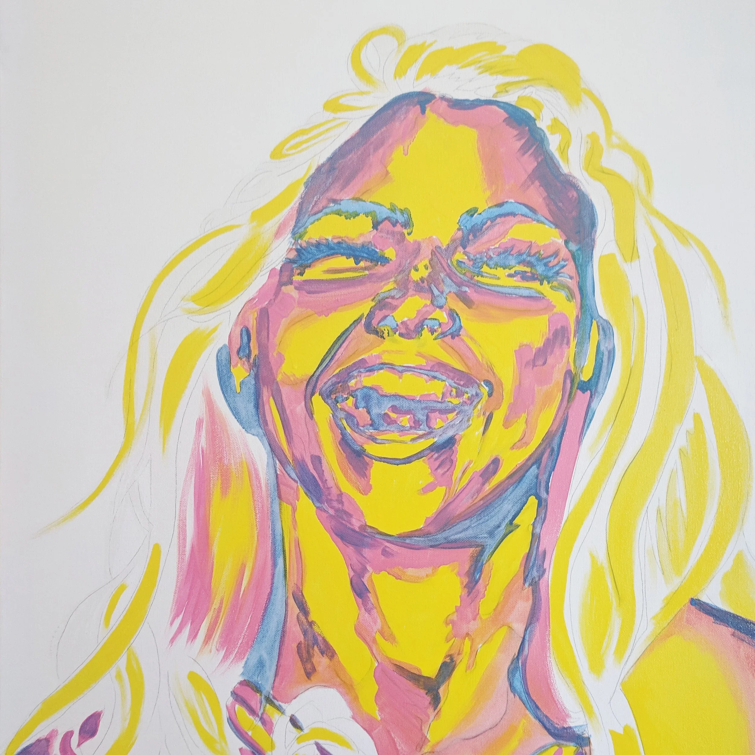 Underpainting from a new work in process. Go ahead and laugh! She is!