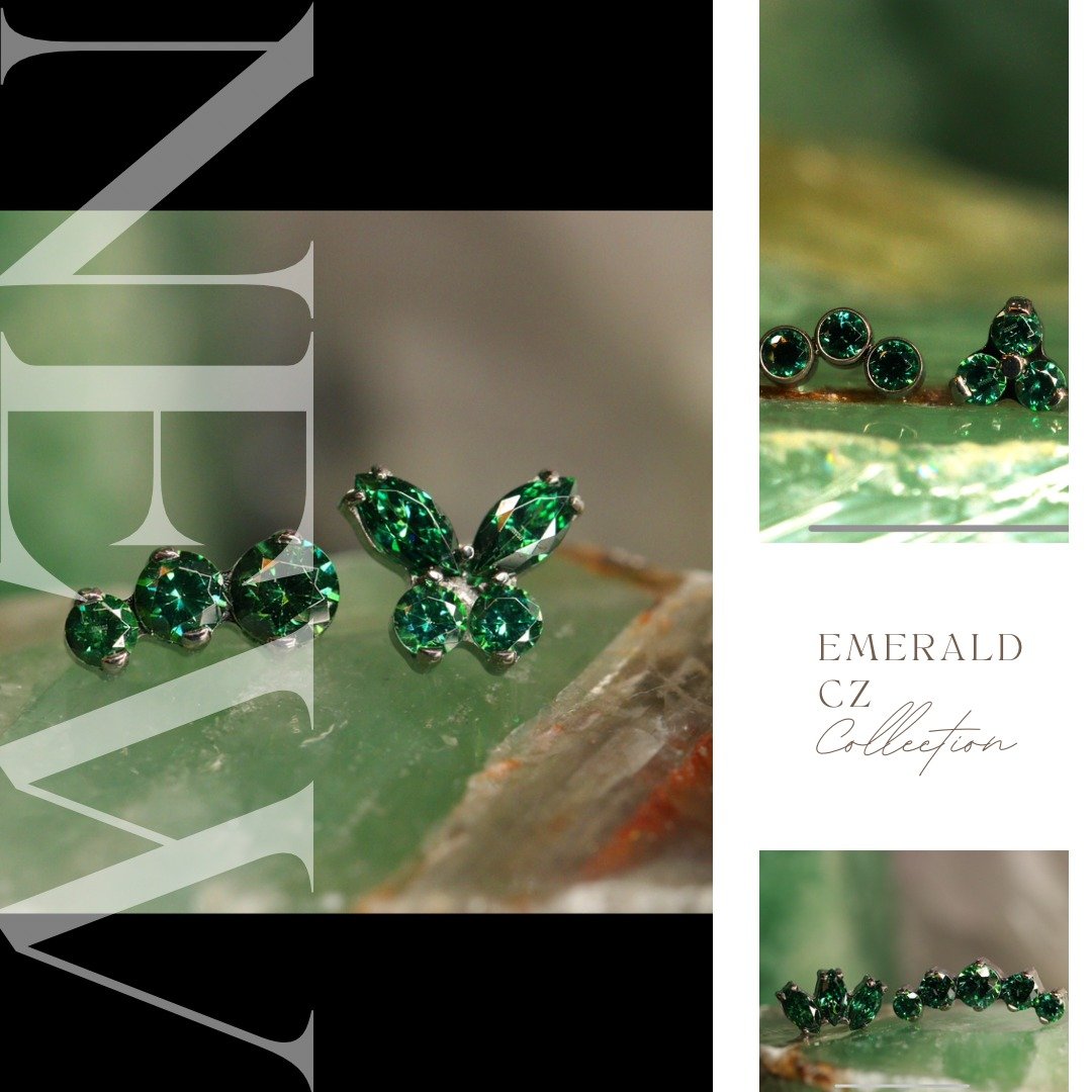 May's birthstone, the Emerald, is a perfect representation of spring in all its glory. We have added quite a few titanium emerald cz pieces to choose from! 

Good Life is appointment only for all services, consultations and even just to browse our je