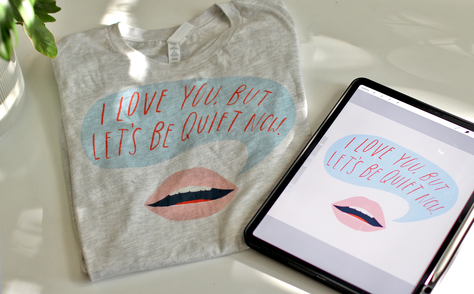 Women of Illustration_Madeline Martinez_Lets Be Quiet Tee_Flatlay.png