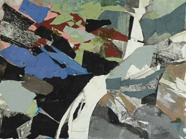 Forest Falls, Double Arc, 2015 Collage, mixed media on paper, 12 X 16” matted in custom frame 18 X 24” Studio Fenario