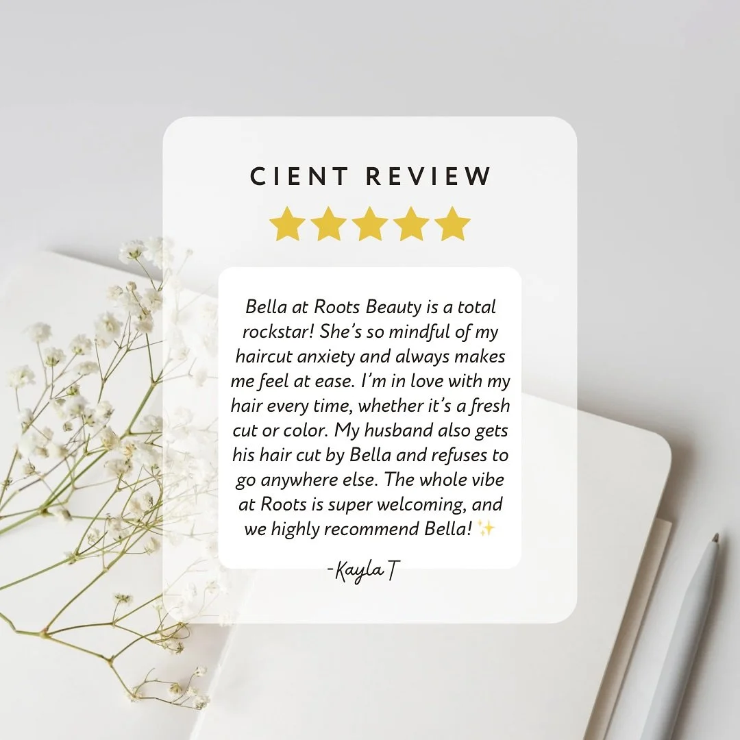 Bella is AMAZING! 🫶🏻 
Here at Roots, we love to see client reviews! Thank you Kayla!
&bull;
&bull;
&bull;
𝚁𝚘𝚘𝚝𝚜 𝙱𝚎𝚊𝚞𝚝𝚢 𝚂𝚝𝚞𝚍𝚒𝚘
𝟷𝟷𝟻 𝙻𝚒𝚗𝚍𝚎𝚗 𝚂𝚝𝚛𝚎𝚎𝚝, 𝙵𝚘𝚛𝚝 𝙲𝚘𝚕𝚕𝚒𝚗𝚜
𝟡𝟟𝟘.𝟜𝟠𝟜.𝟚𝟙𝟙𝟡
𝙲𝚊𝚕𝚕 𝚘𝚛 𝚐𝚘 𝚘𝚗?