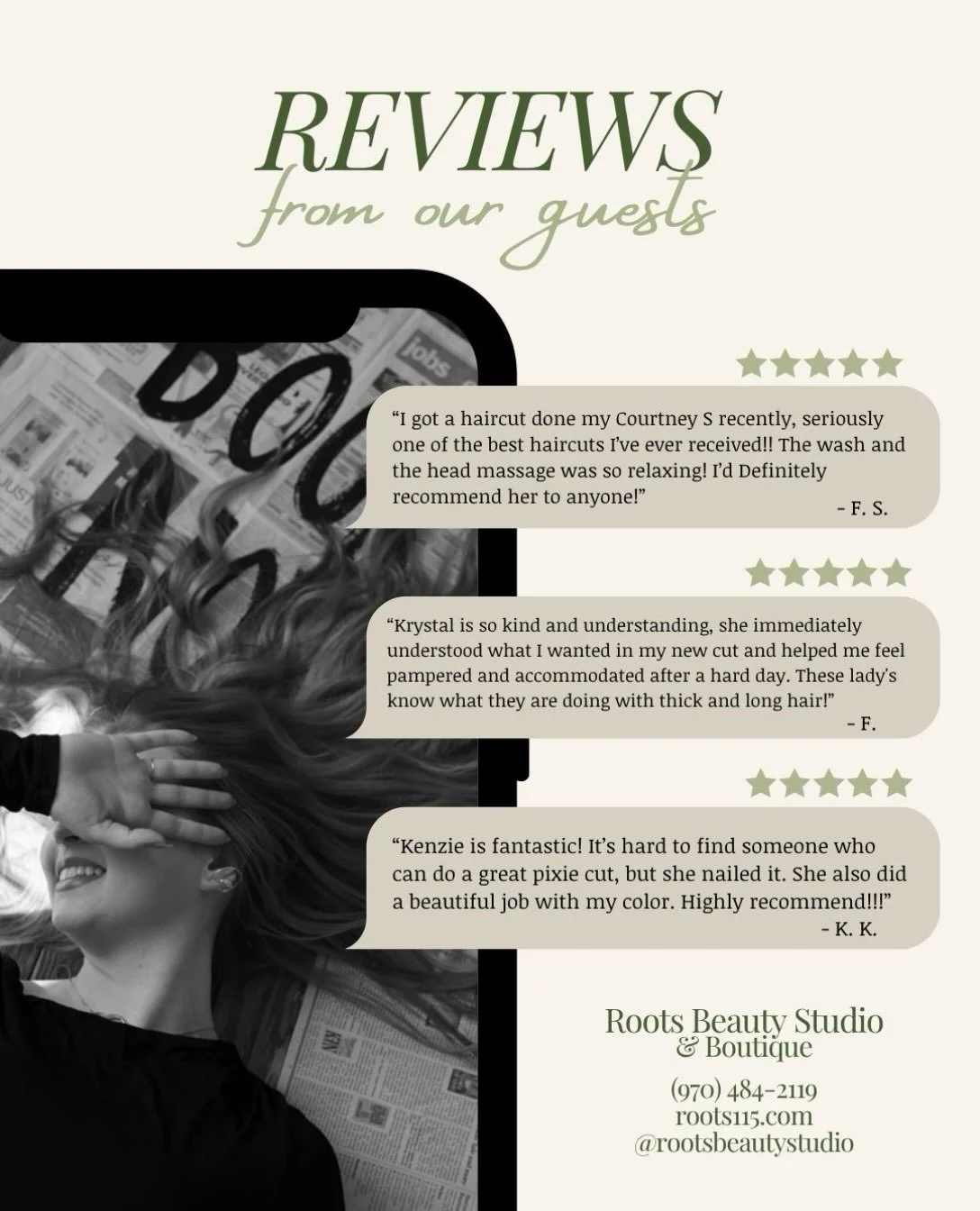 That 5-star feeling 🤩

Call the salon or go online to book! 🗓️

#rootsbeautystudio #rootsbeautystudioexperience #fortcollinshairsalon #fortcollinshairstylist