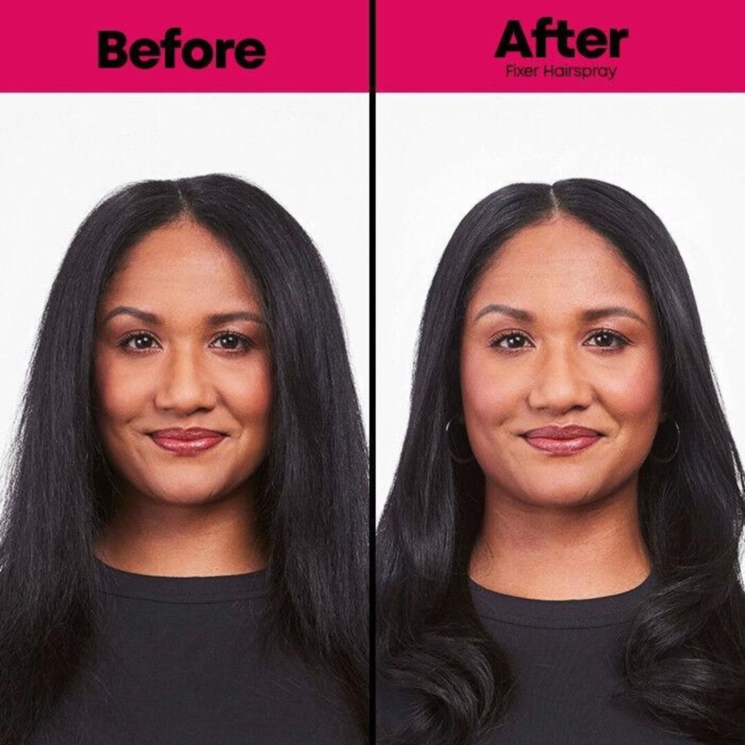 Let's talk about our secret weapons against static and frizz!

I'm a huge fan of FIXER from Matrix for keeping my hair smooth &ndash; honestly, it works like magic because it has a medium hold and tames down all those little fly away hairs. And for s