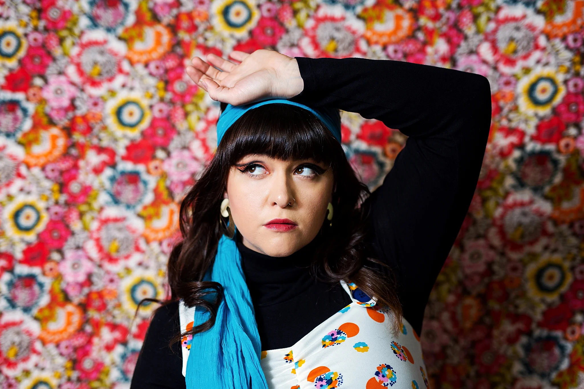 Retro Styling on a Floral Backdrop Pittsburgh Photography Studio Photoshoot