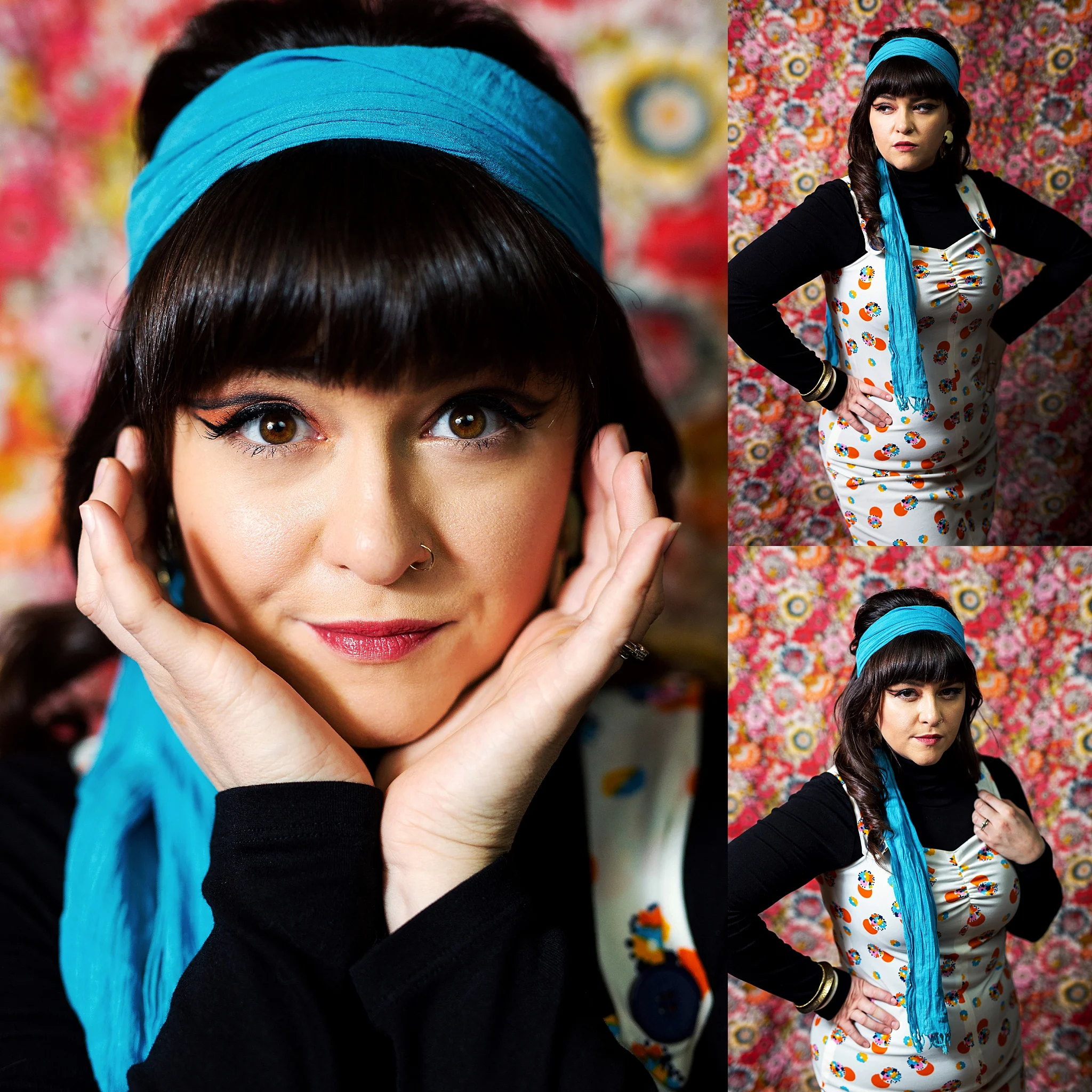 Retro Styling on a Floral Backdrop Pittsburgh Photography Studio Photoshoot