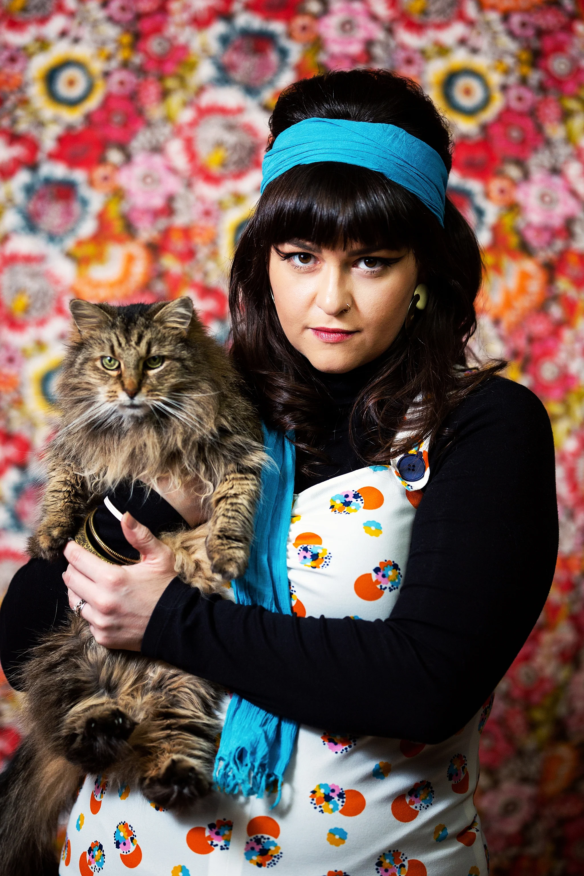 Retro Styling on a Floral Backdrop Pittsburgh Photography Studio Photoshoot