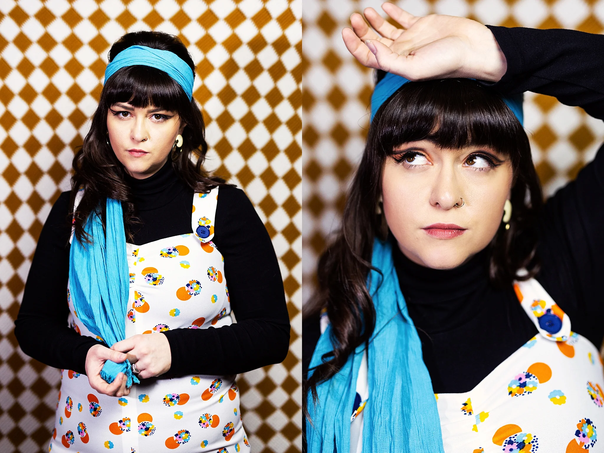 Retro Styling on a Checkered Backdrop Pittsburgh Photography Studio Photoshoot