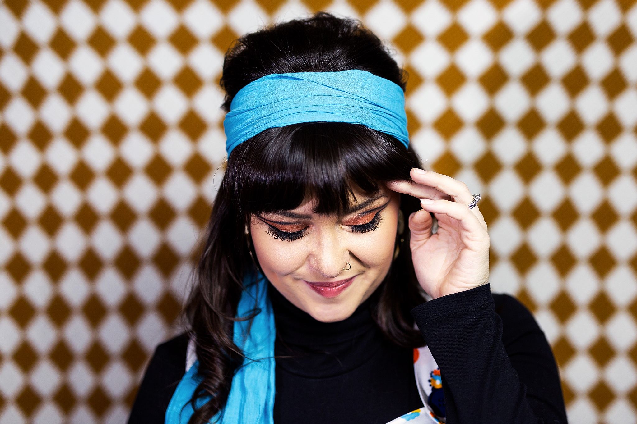 Retro Styling on a Checkered Backdrop Pittsburgh Photography Studio Photoshoot