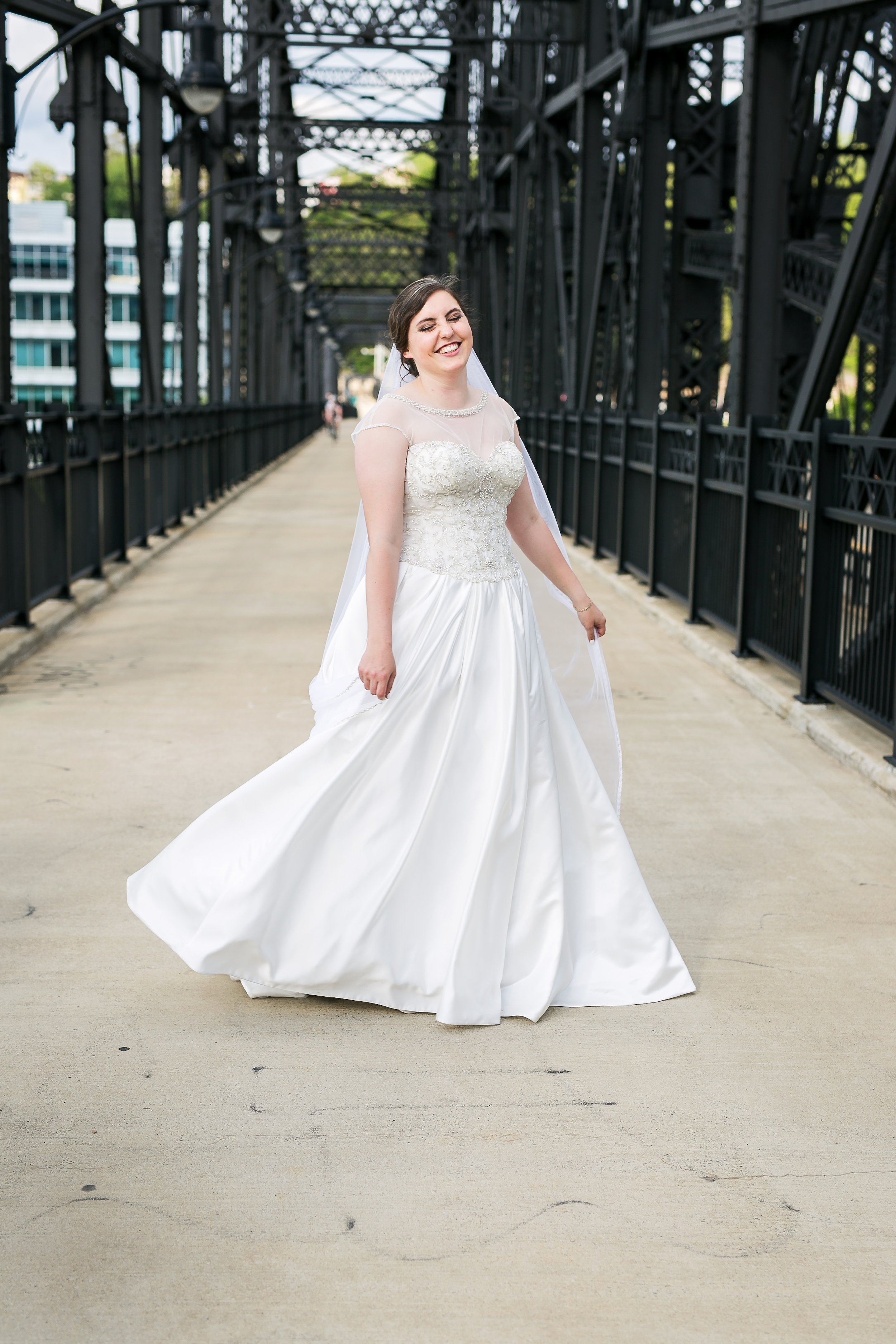 bride spins in her dress
