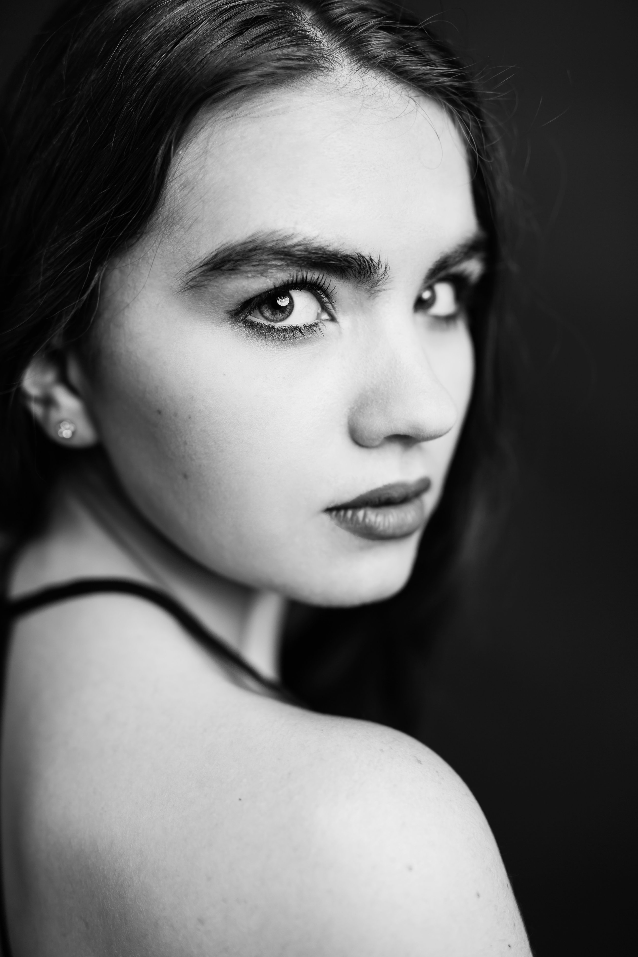 black white studio closeup