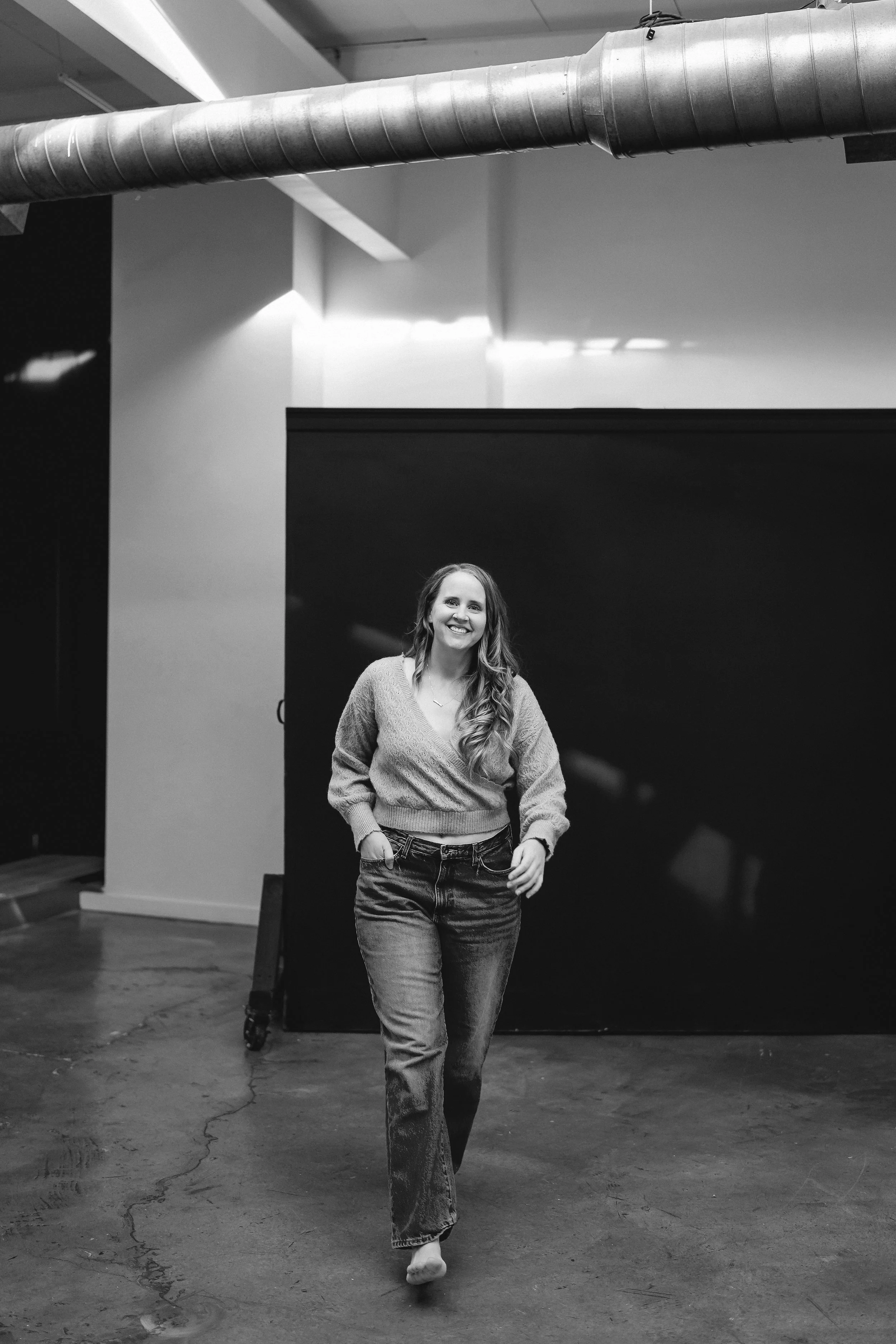 photography studio black and white walking