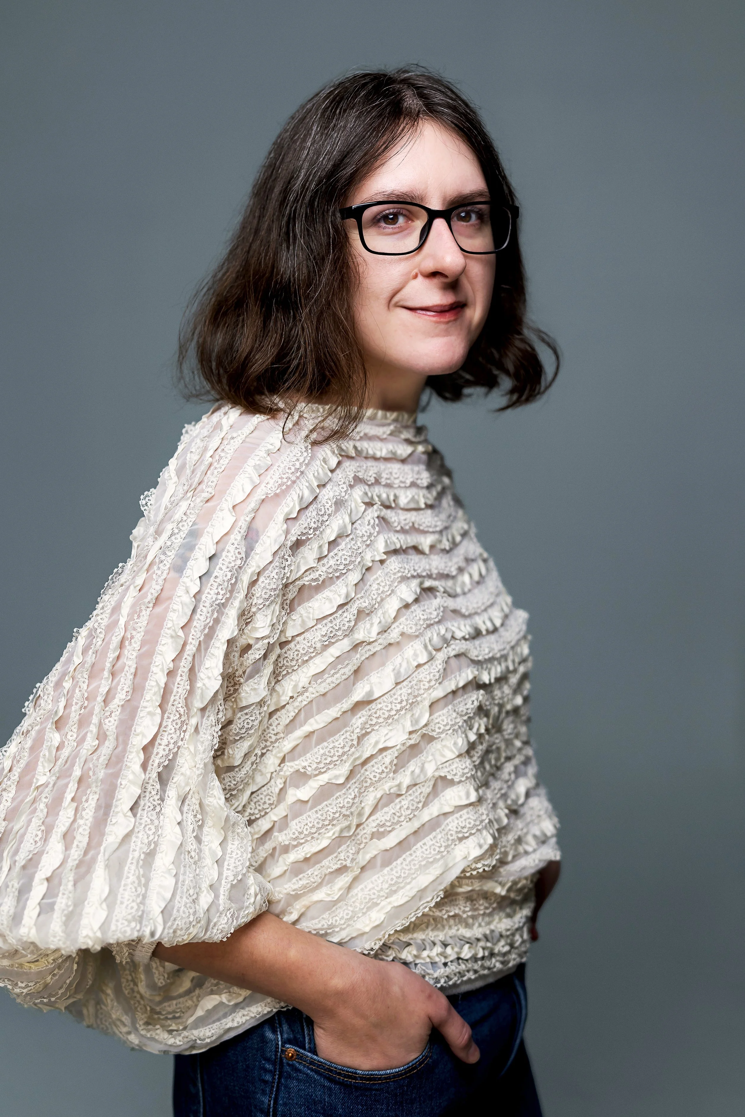 headshot blue backdrop