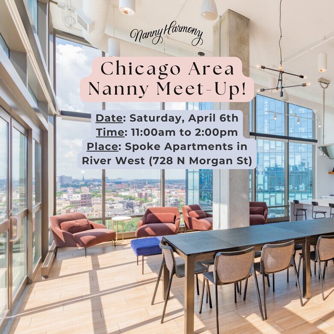 🌟 CHICAGOLAND NANNY FRIENDS 🌟 Let&rsquo;s get together!

We&rsquo;re hosting a little gathering in the Sky Lounge at Spoke Apartments in River West on April 6th, and we&rsquo;d love it if you could join us. We&rsquo;ll kick things off at 11am, and 