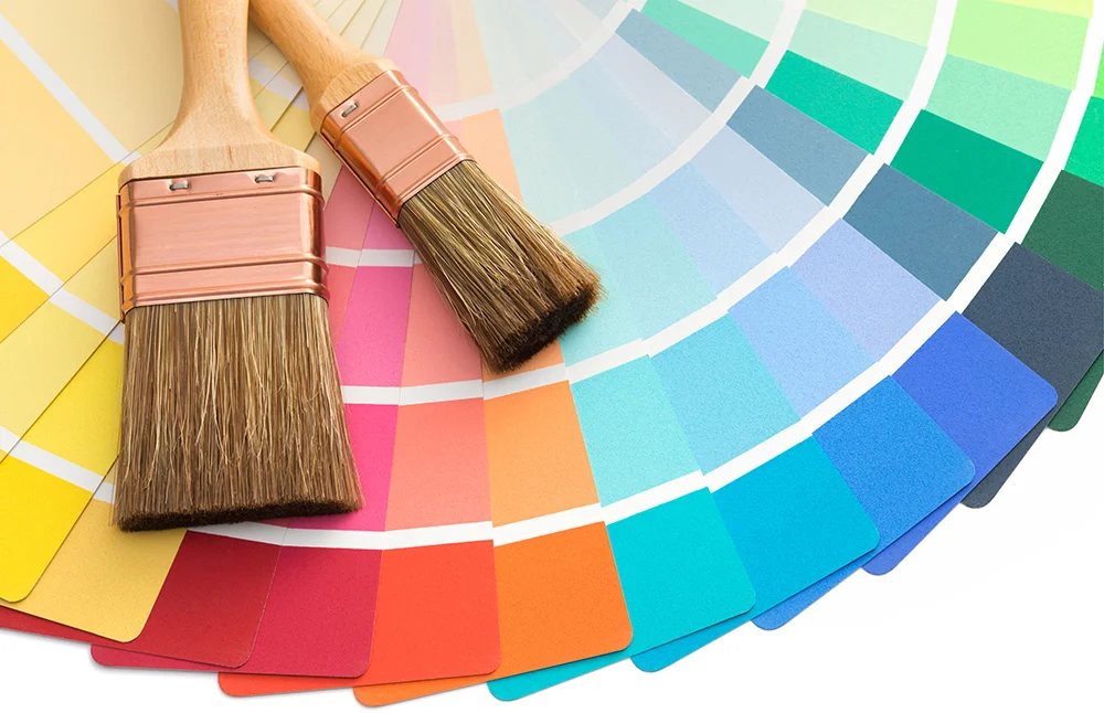 Paint brush and paint samples