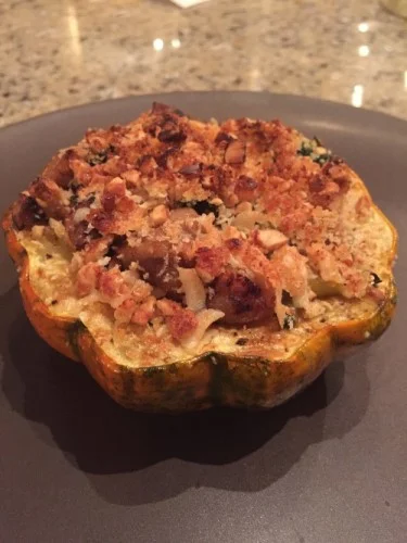 Acorn Squash with Kale and Chicken Sausage