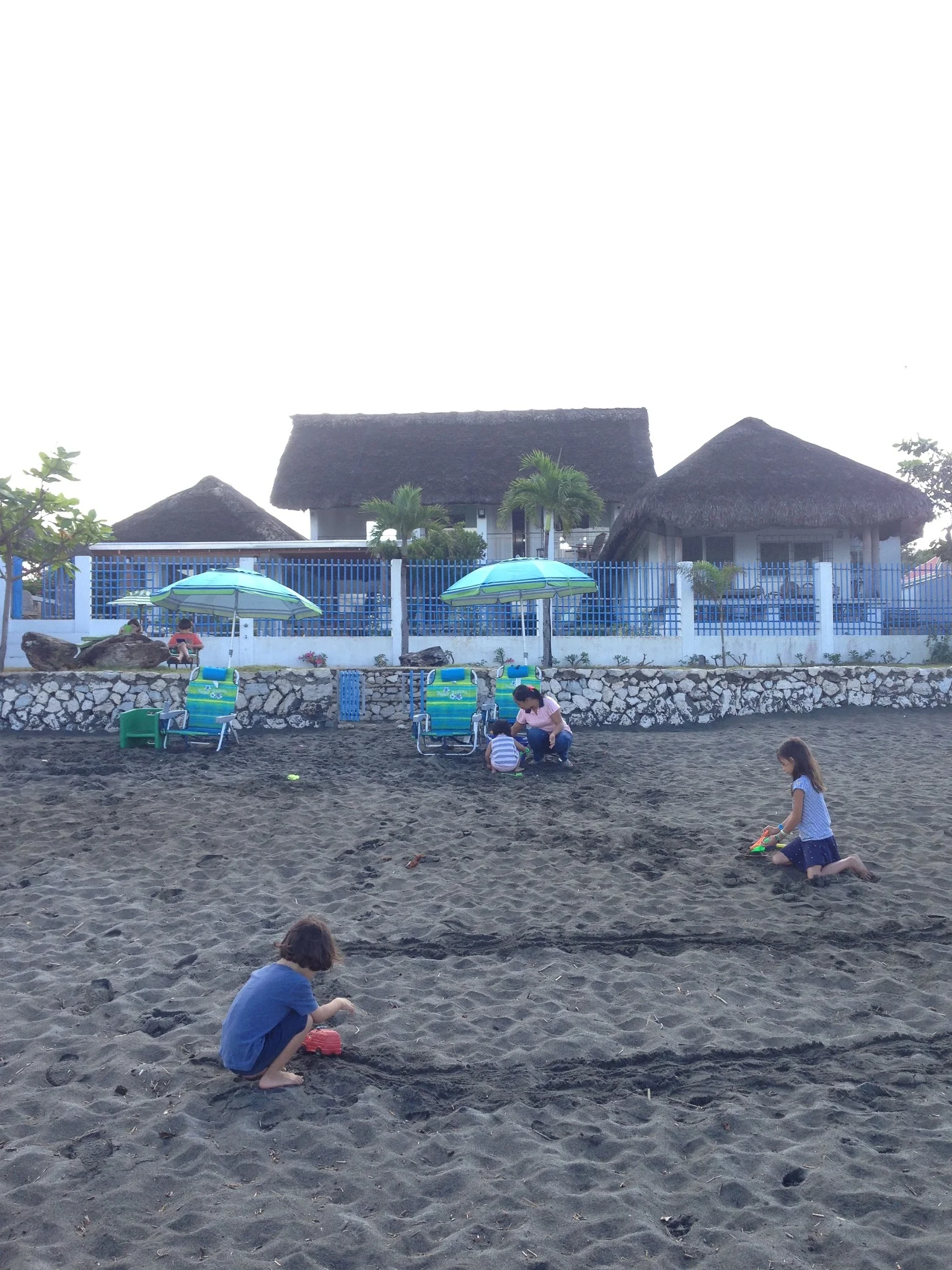 Playing on the beach in the morning