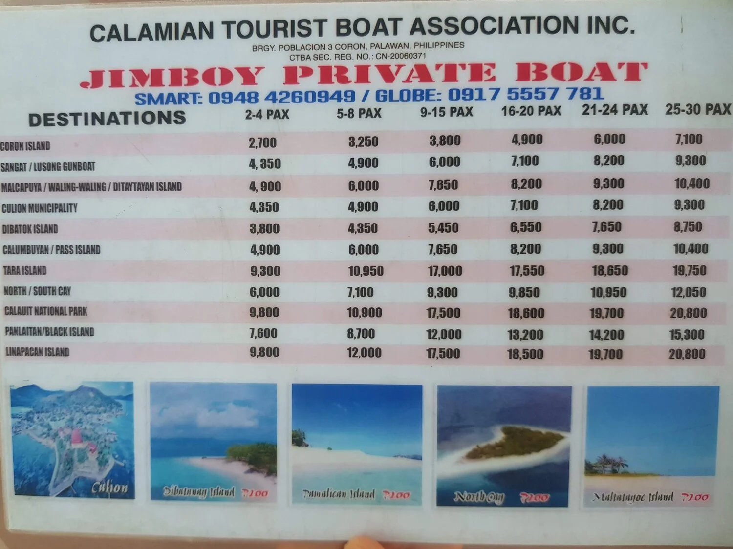 Boat rental price list