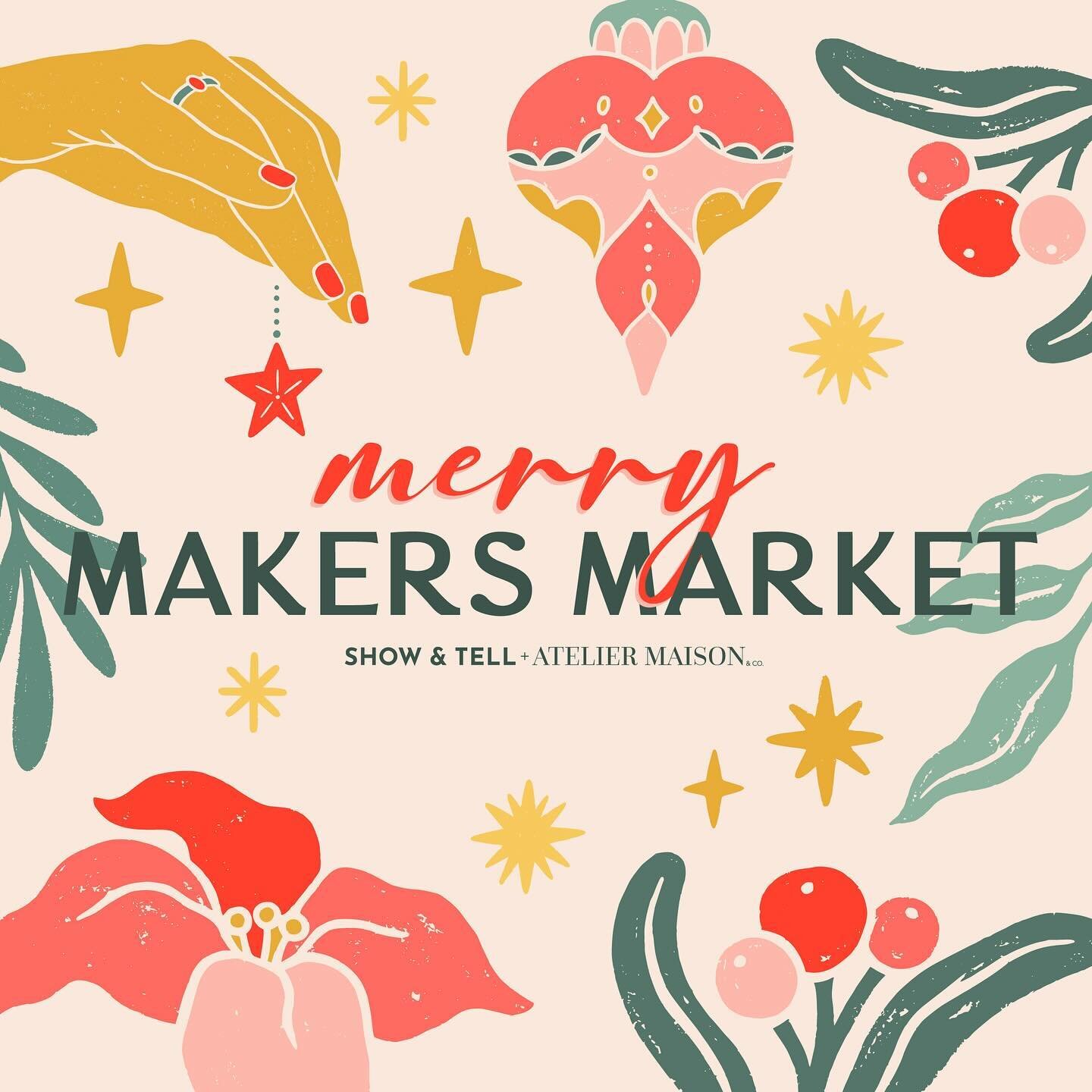Meet and shop direct from vendors at next weekend&rsquo;s 𝑴𝒆𝒓𝒓𝒚 𝑴𝒂𝒌𝒆𝒓𝒔 𝑴𝒂𝒓𝒌𝒆𝒕! Shop a fabulous selection from small and local makers and collectors featuring handmade jewelry, vintage home decor, forged knives, hand poured candles, d