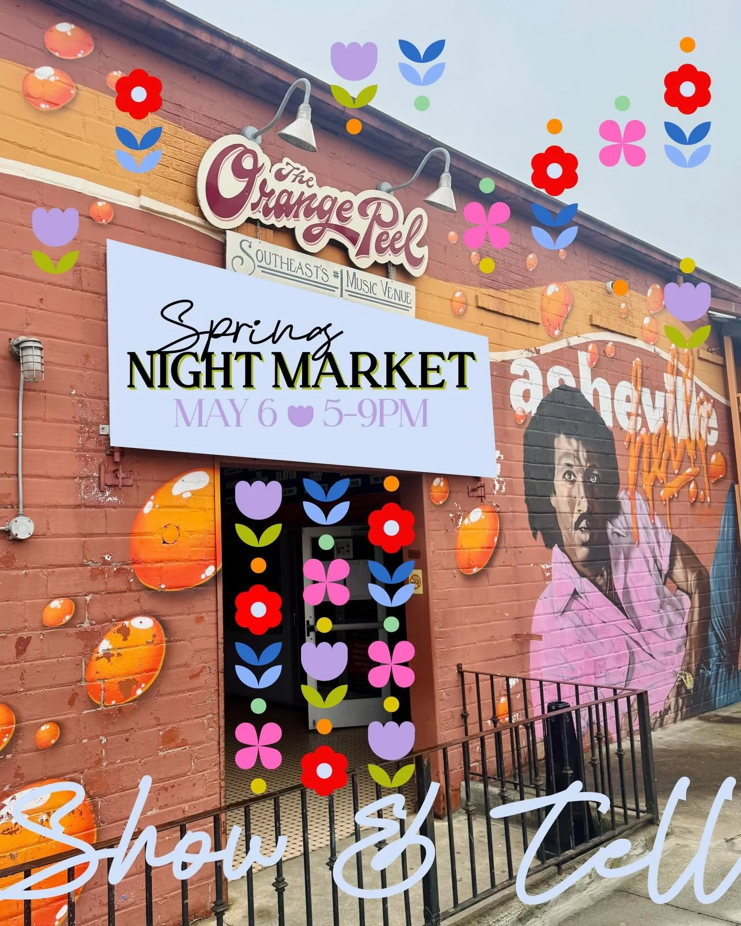 TOMORROW is the 𝙎𝙥𝙧𝙞𝙣𝙜 𝙉𝙞𝙜𝙝𝙩 𝙈𝙖𝙧𝙠𝙚𝙩 @the_orange_peel bar! Be sure to say hello to our talented group of vendors and take home a silvertype portrait, a hand-poured candle, vintage threads, handcrafted jewelry, an original art piece, a