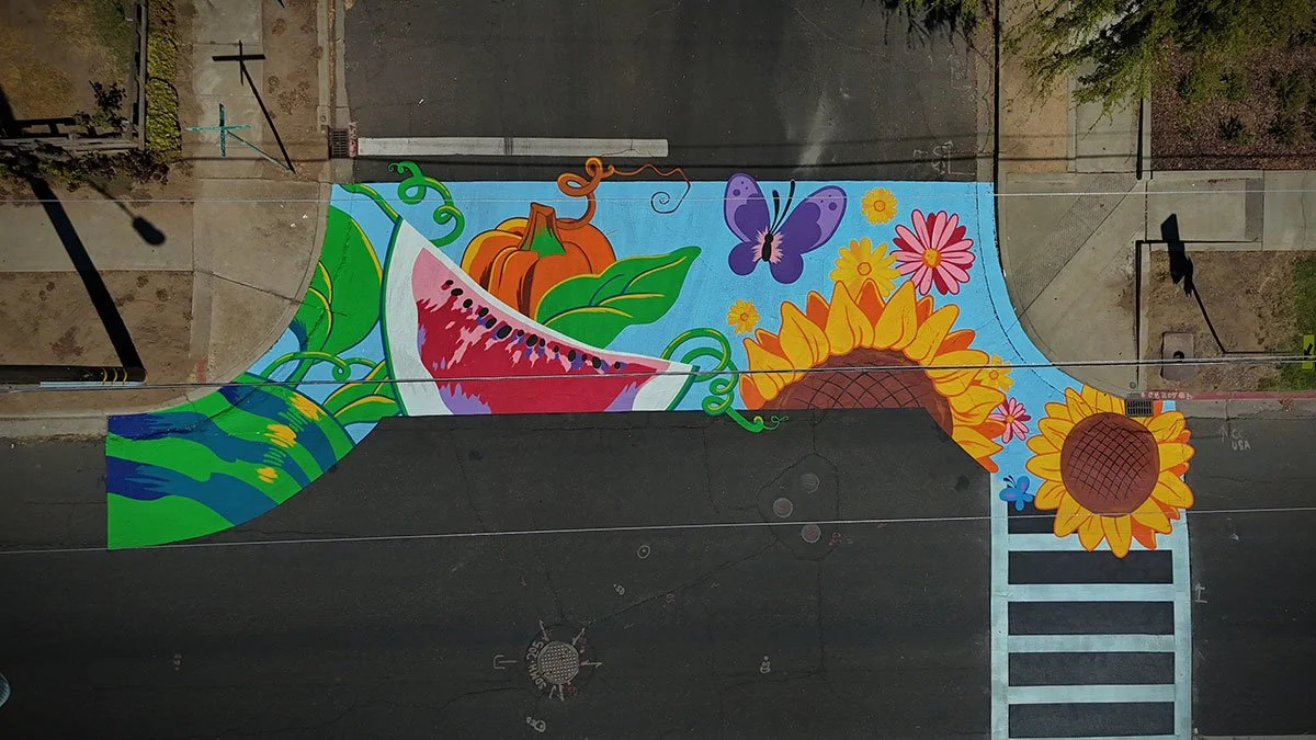 Manteca-Library-Crosswalk-by-Talking-Walls---Birds-Eye-View-Fruit-and-Sunflowers.jpg