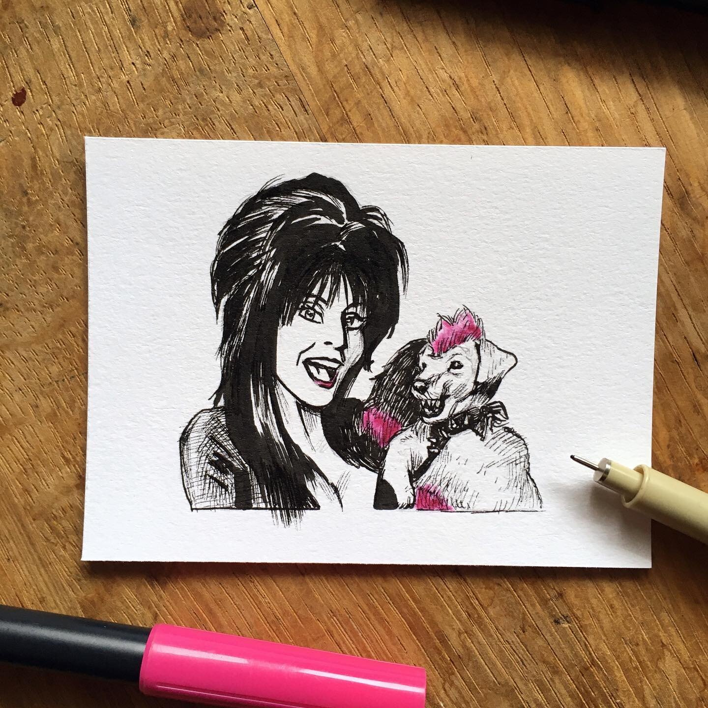 29 / If only every pup could be as lucky as Gonk to receive a punk rock makeover from Elvira Mistress of the Dark.
.
.
.
#inktober #inktober2021 #dogtober #moviedog #elvira #elviramistressofthedark #designandamovie #artchallenge #pigmamicron #gonk #a