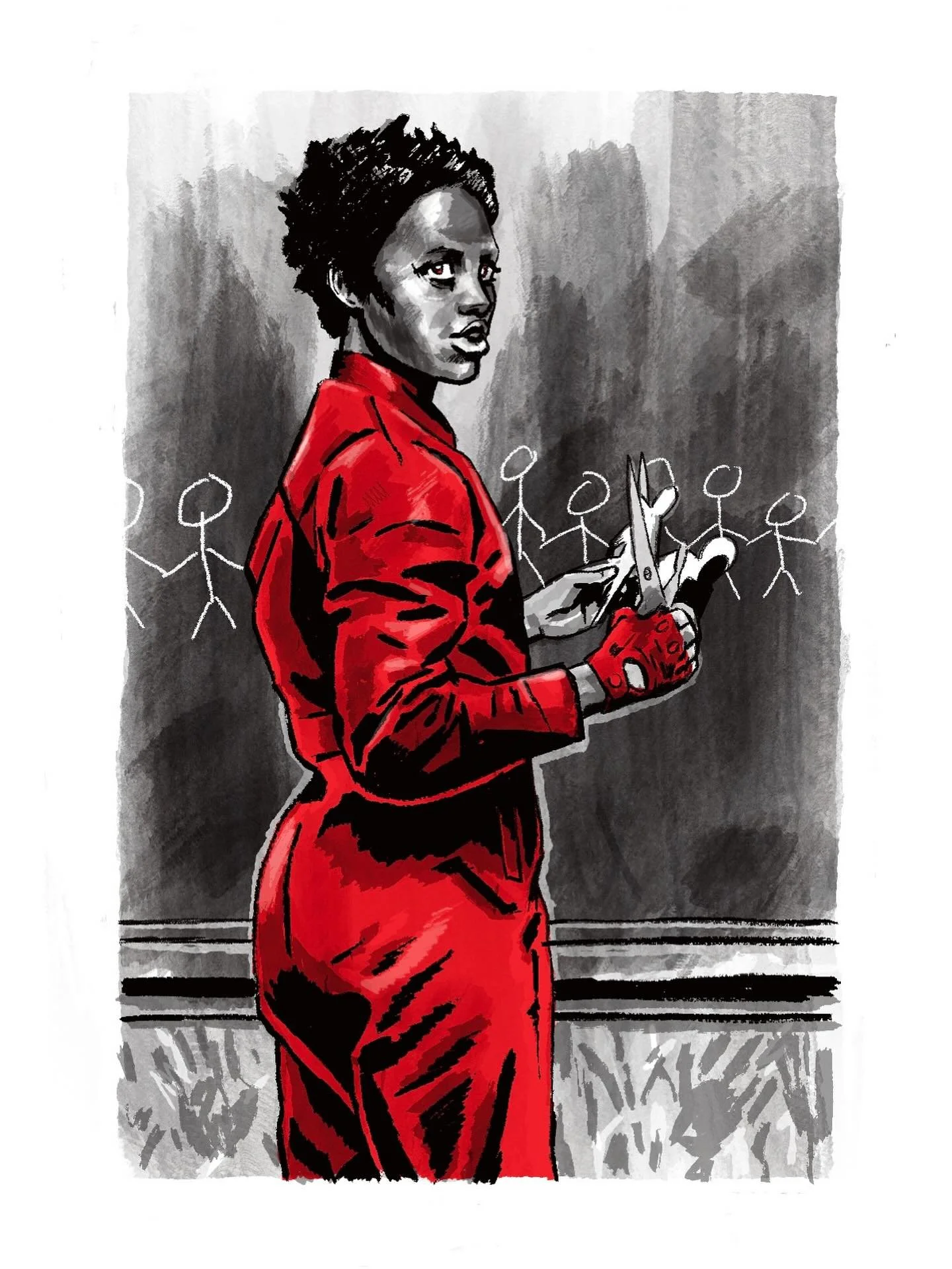 09 / Us 
.
.
.
#womeninhorror #inktober #inktober2025 #us #lupitanyongo #jordanpeele