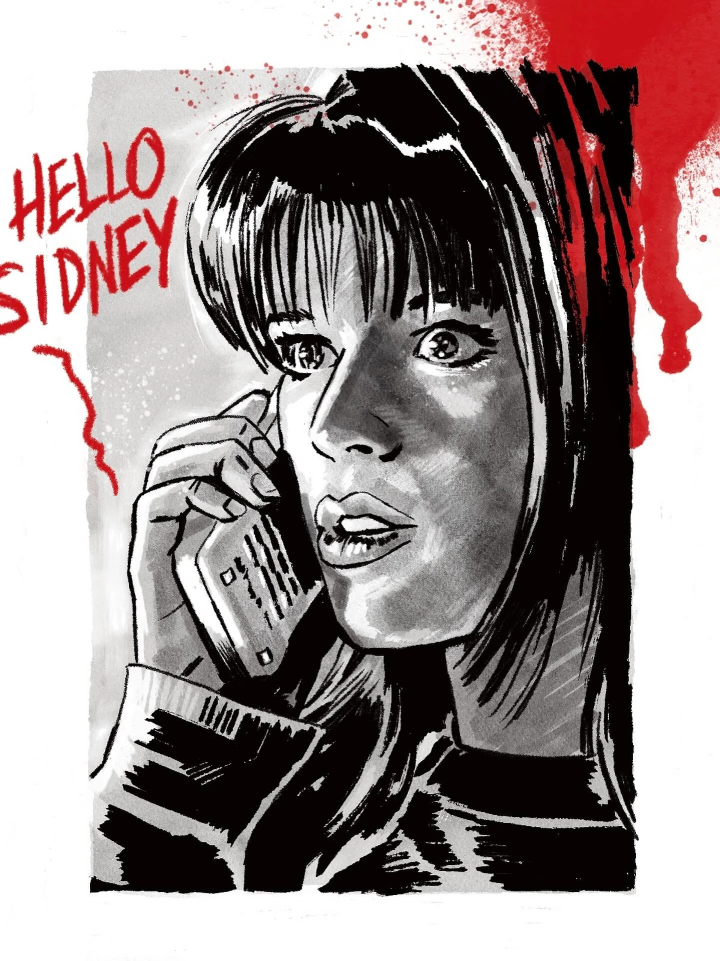 16 / Scream 
.
.
.
#womeninhorror #inktober #inktober2025 #scream #screammovie #nevecampbell #wescraven