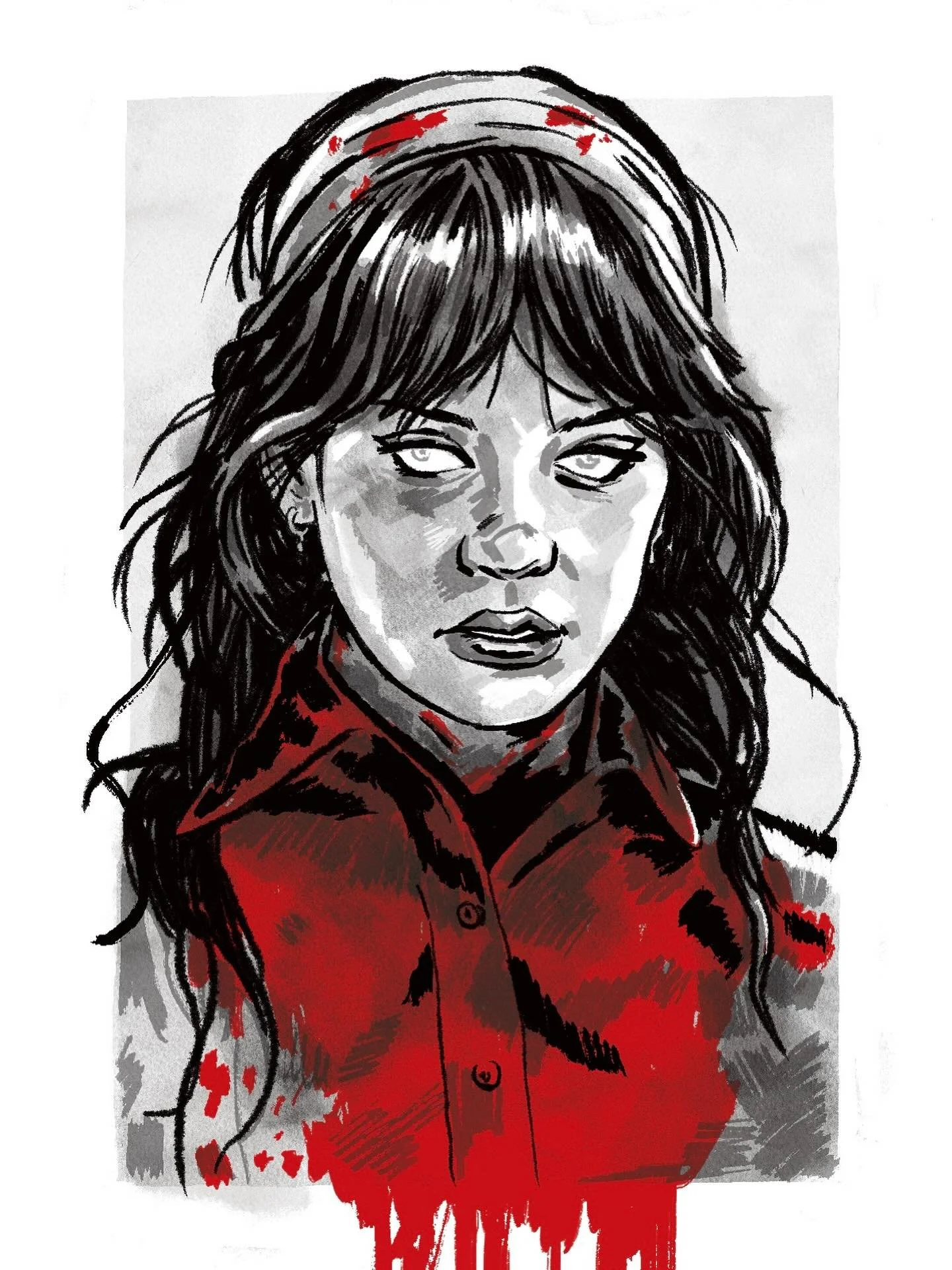 23 / Companion 
.
.
.
#womeninhorror #inktober #inktober2025 #companion #sophiethatcher