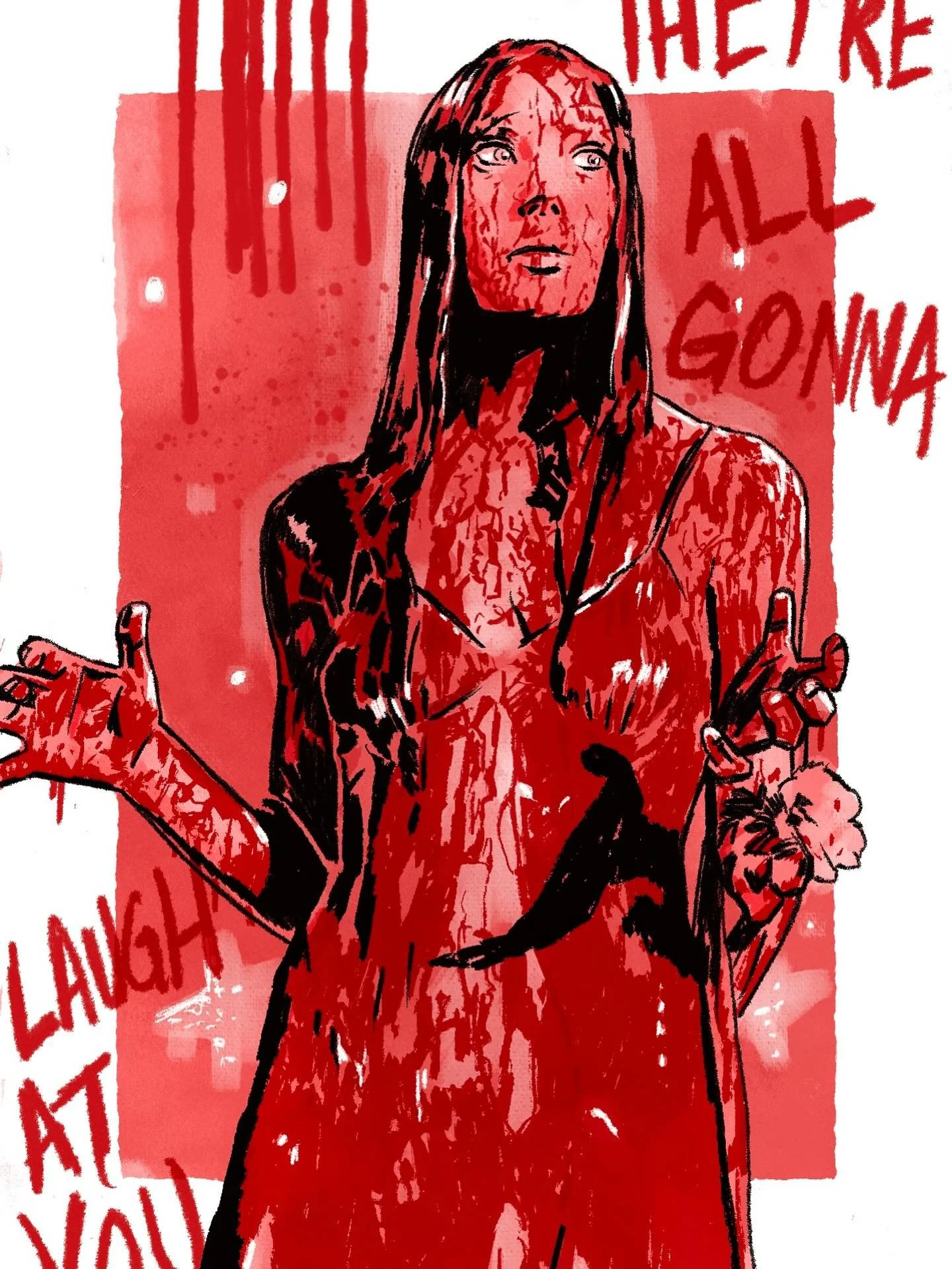 24 / Carrie
.
.
.
#womeninhorror #inktober #inktober2025 #carrie #stephenking #sissyspacek