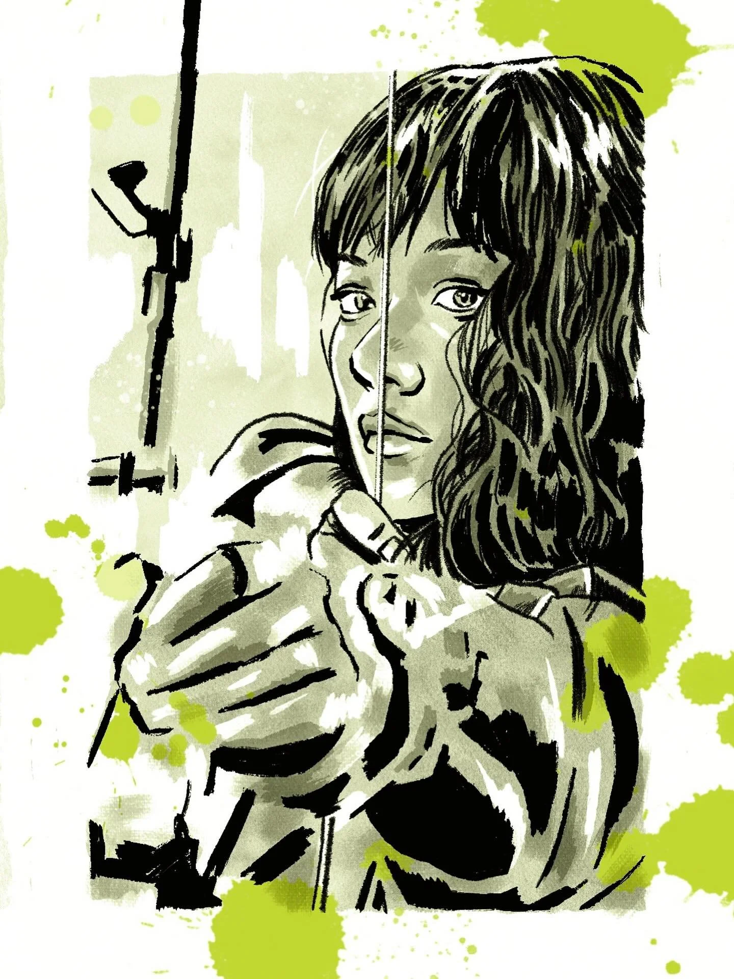 25 / The Host 
.
.
.
#womeninhorror #inktober #inktober2025 #thehost #baedoona #bongjoonho