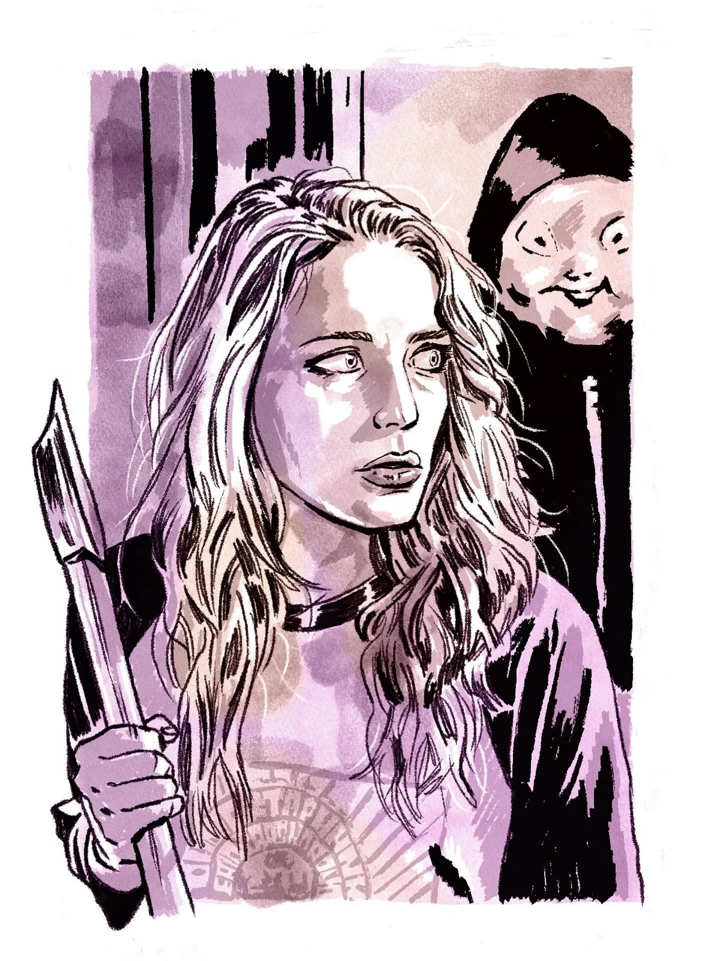 29 / Happy Death Day 
.
.
.
#womeninhorror #inktober #inktober2025 #happydeathday #jessicarothe