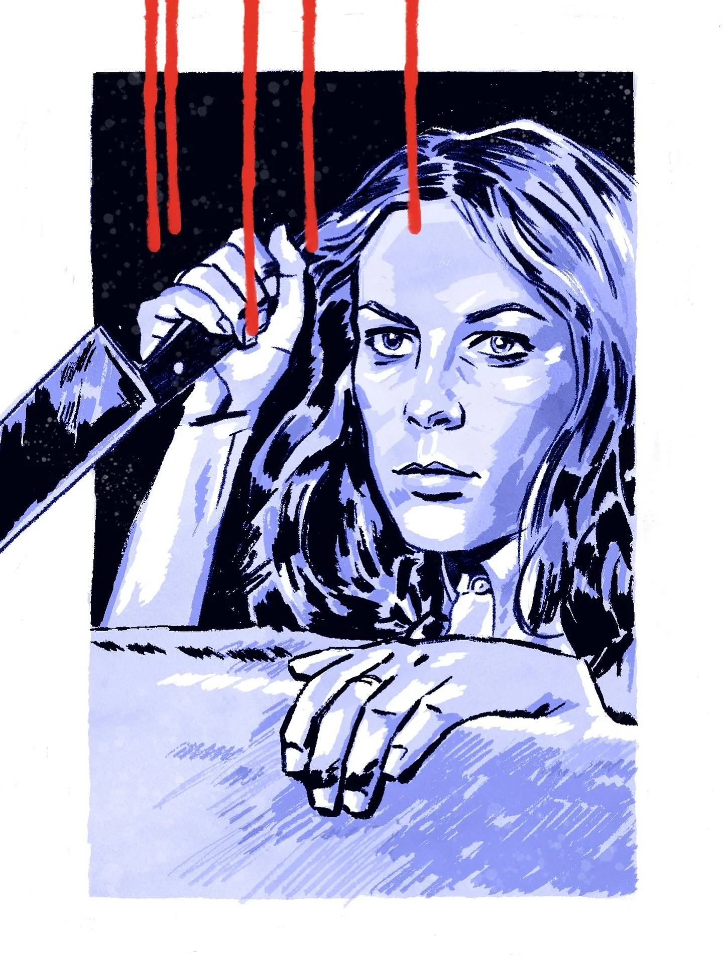 31 / Halloween 
.
.
.
#womeninhorror #inktober #inktober2025 #halloween #jamieleecurtis #johncarpenter #michaelmyers #lauriestrode