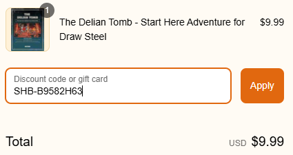 A code typed in the discount field