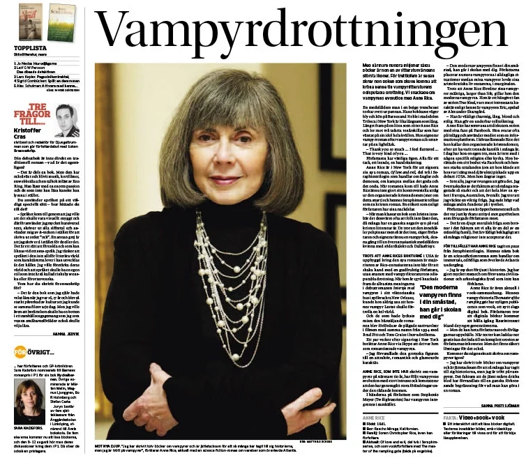 INTERVIEW: ANNE RICE - the vampire queen