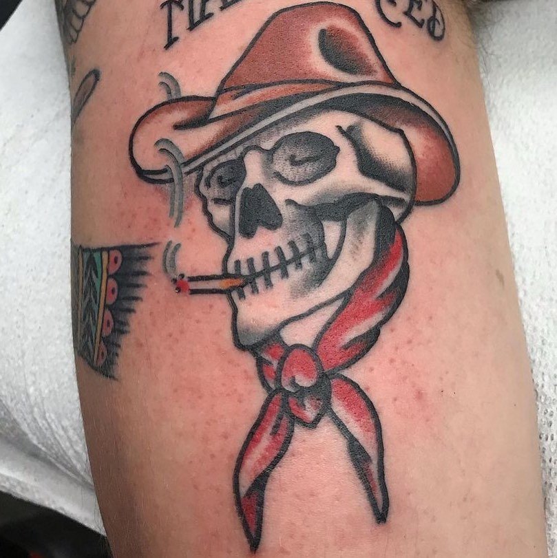 Dayton Smith Traditional Skull Cowboy by Dayton Smith  Tattoos
